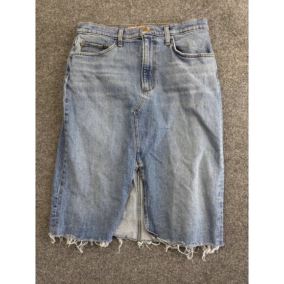 Joe's Jeans Skirt Womens 30 Blue The Joplin Bad Habit Denim Raw Hem Front Slit - Picture 1 of 7